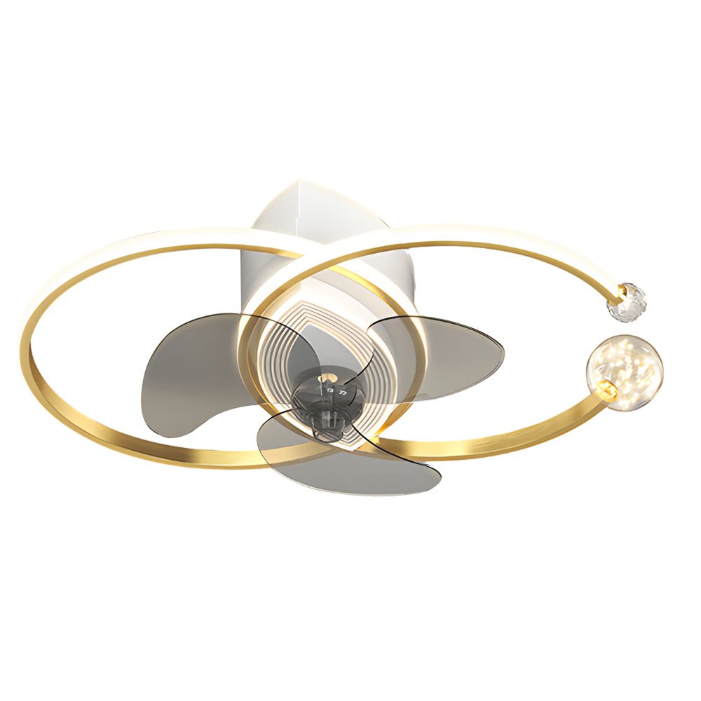 2-Ring Modern Ceiling Fan with 3-Step Dimming Light