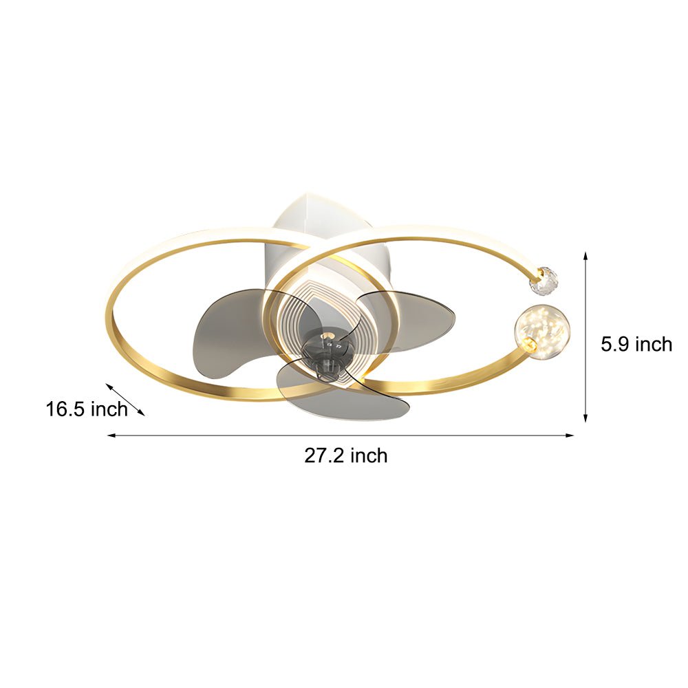 2-Ring Modern Ceiling Fan with 3-Step Dimming Light