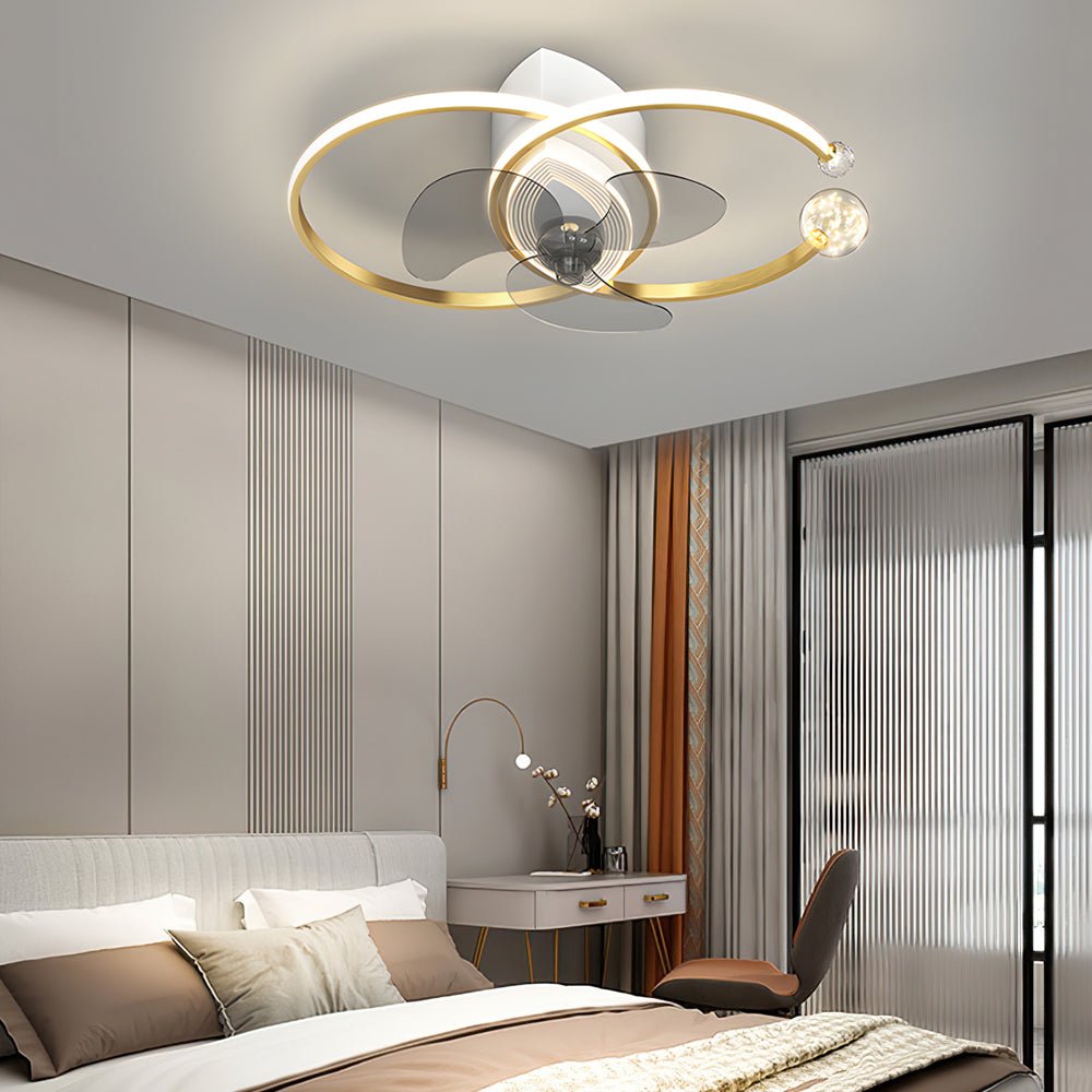 2-Ring Modern Ceiling Fan with 3-Step Dimming Light