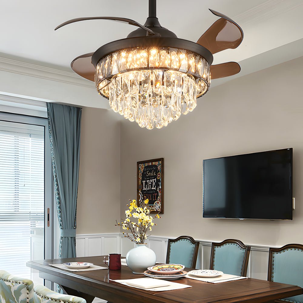 20" Crystal Retractable Ceiling Fan with LED Light