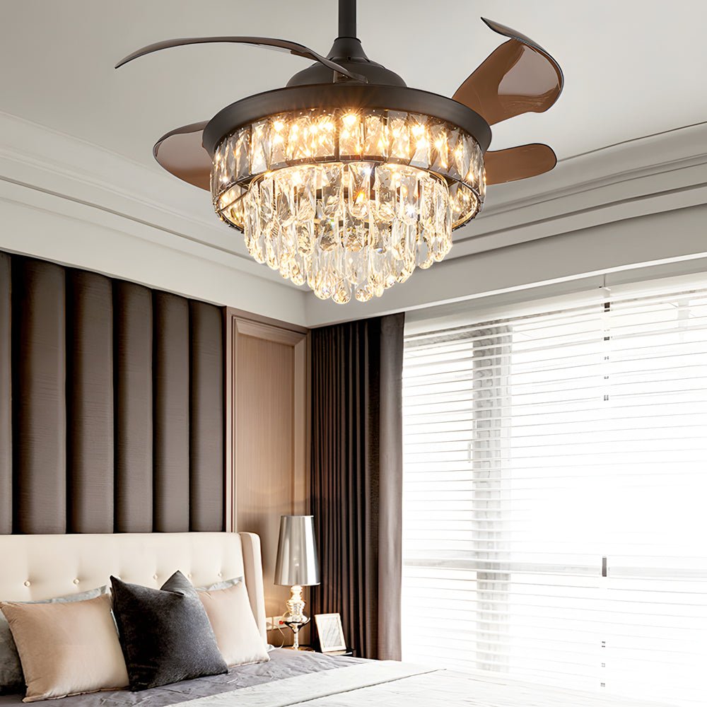 20" Crystal Retractable Ceiling Fan with LED Light
