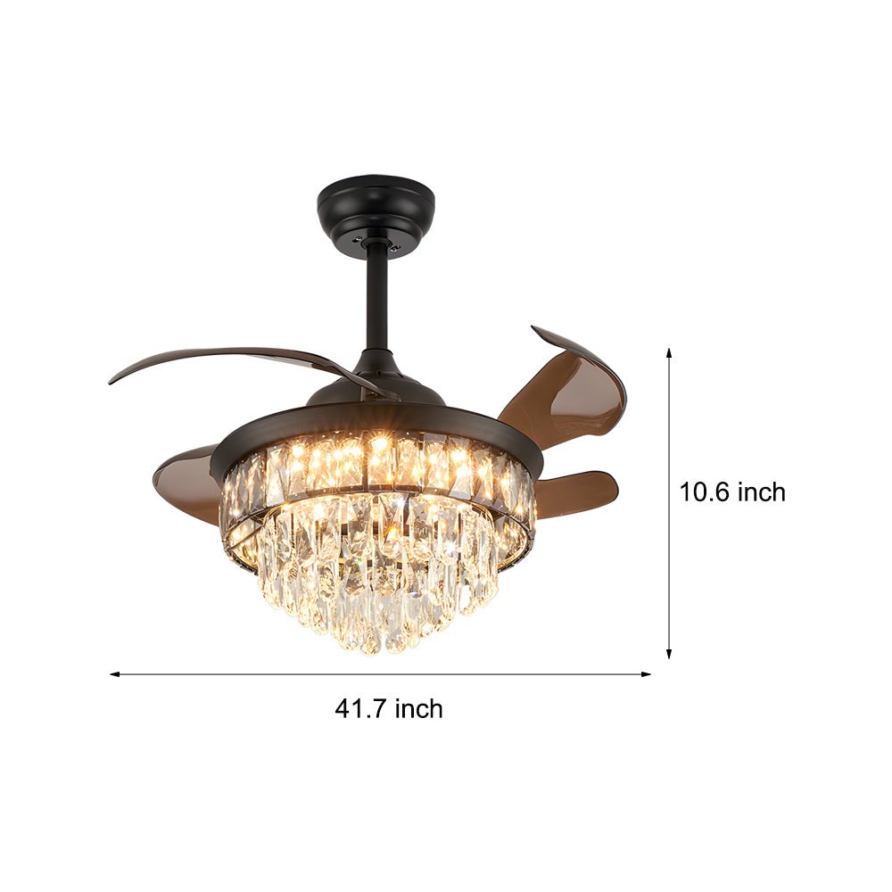 20" Crystal Retractable Ceiling Fan with LED Light
