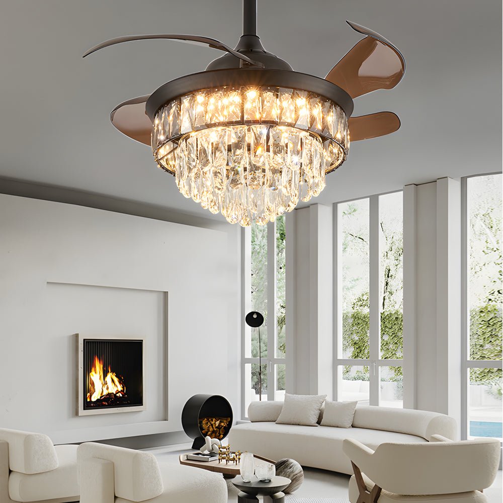 20" Crystal Retractable Ceiling Fan with LED Light