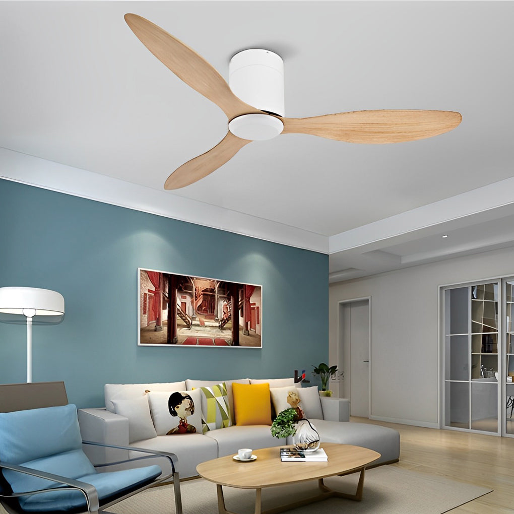 3-Blade Modern Ceiling Fan with Dimmable LED Light & Remote