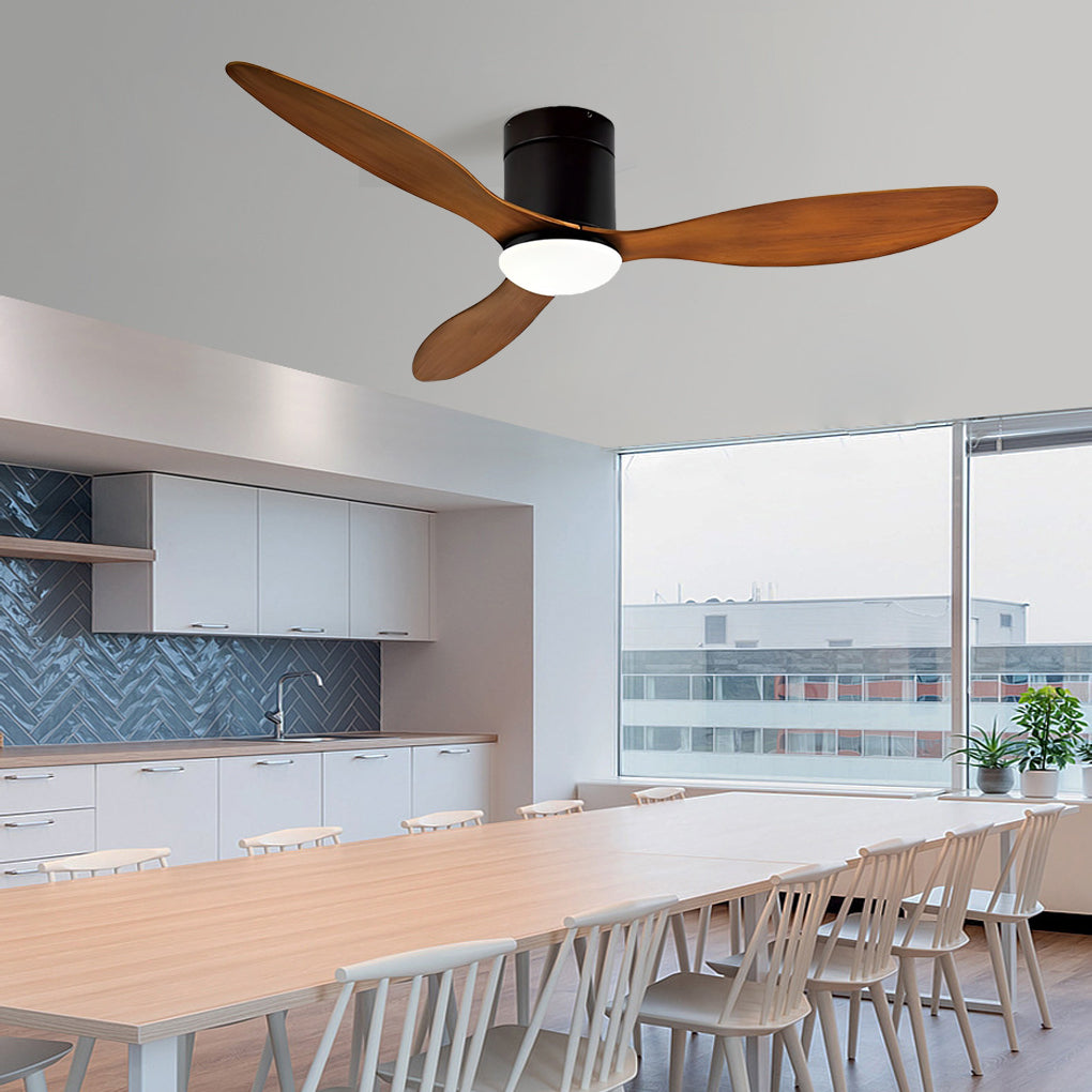 3-Blade Modern Ceiling Fan with Dimmable LED Light & Remote