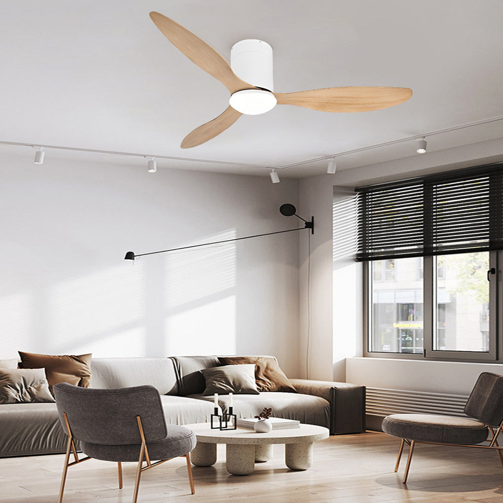 3-Blade Modern Ceiling Fan with Dimmable LED Light & Remote