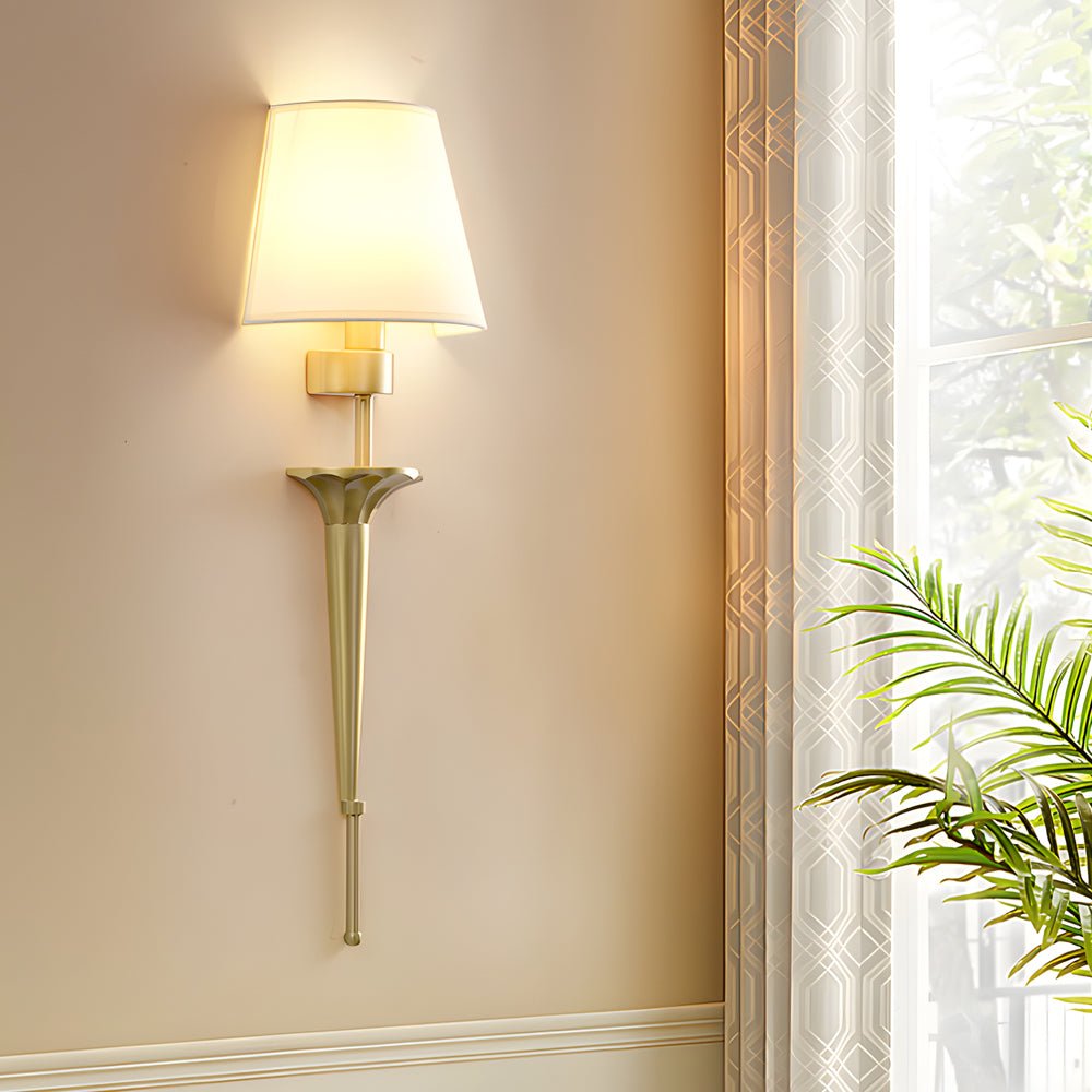 Wall Sconce Gold Black Fabric Shade Light American Style Bedroom Lamp