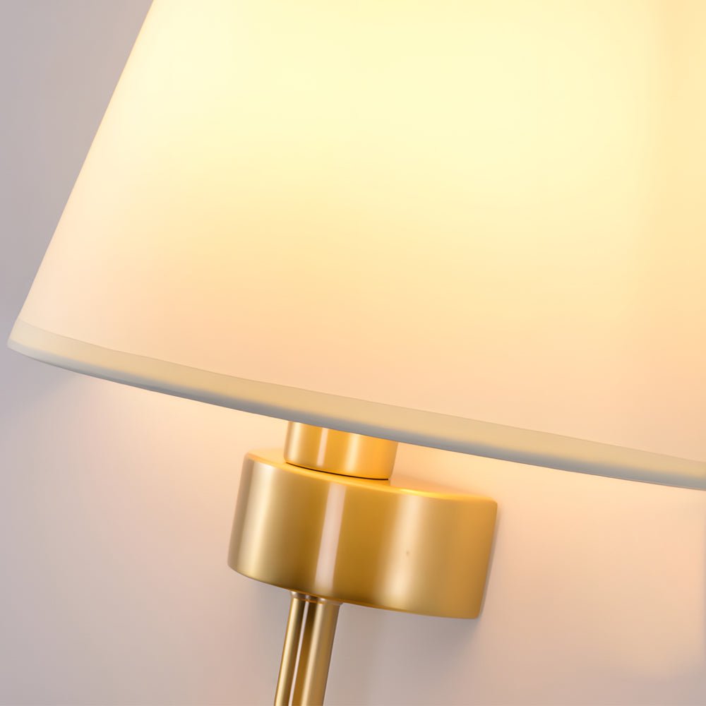 Wall Sconce Gold Black Fabric Shade Light American Style Bedroom Lamp
