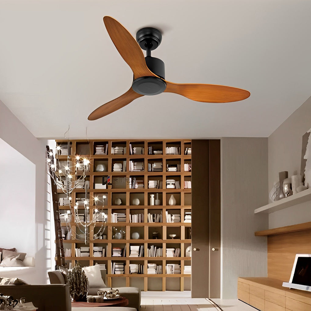 3-Blade Modern Ceiling Fan with Dimmable LED Light & Remote