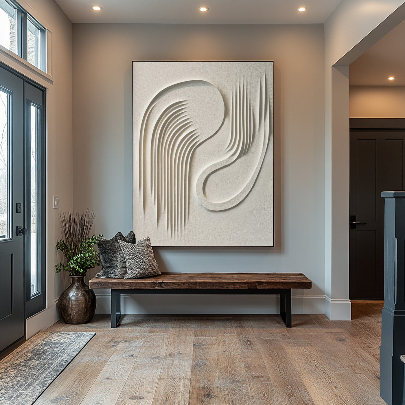 3D Textured Abstract Canvas — Flowing Lines Wall Art