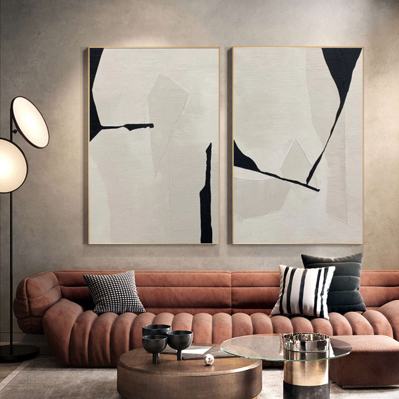 Abstract Geometric Wall Art — Dual Panel Set
