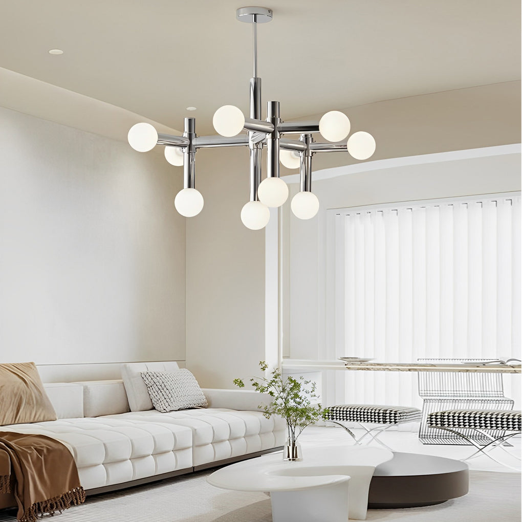 Sputnik Chandelier Modern 10-Light Chrome Glass Living Room Pendant