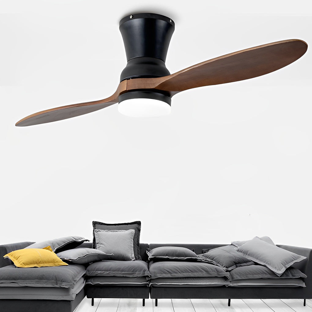 2-Blade Wood Ceiling Fan with Dimmable LED Light & Remote