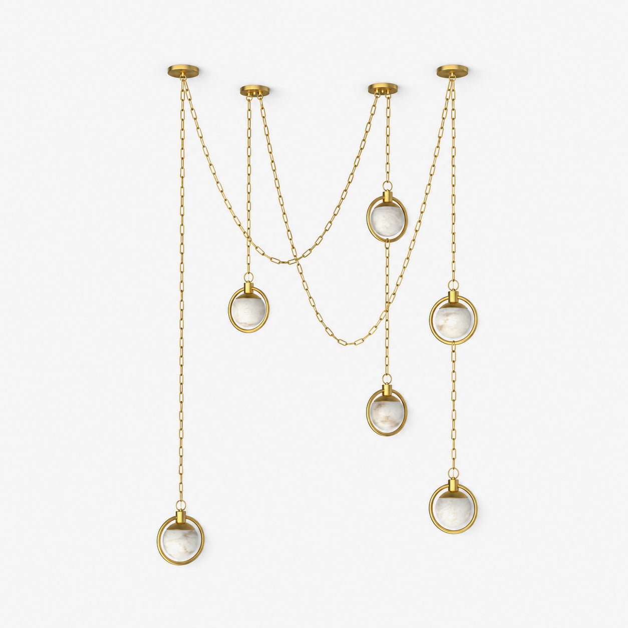 Alabaster Orb Swag Chain Pendant Lamp