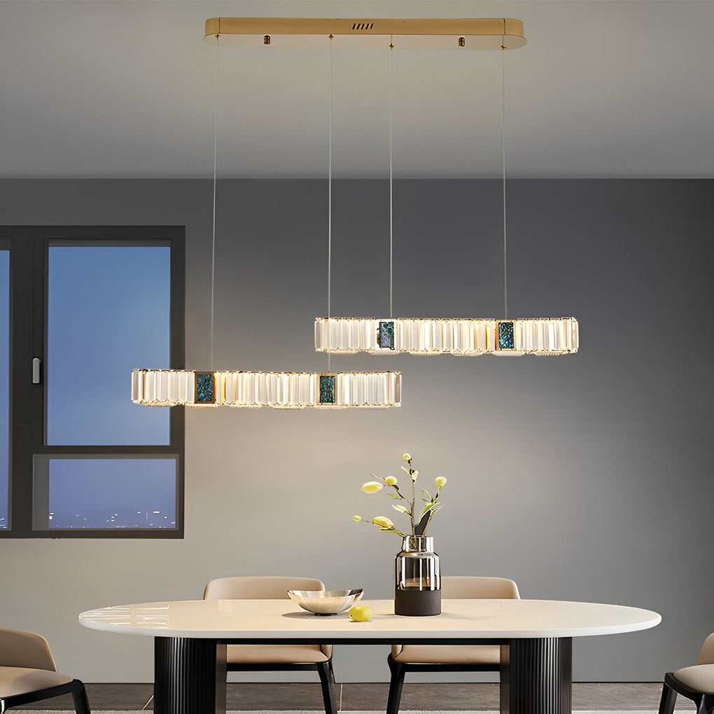 Crystal Chandelier Modern LED Linear Strip Dimmable Dining Room Pendant