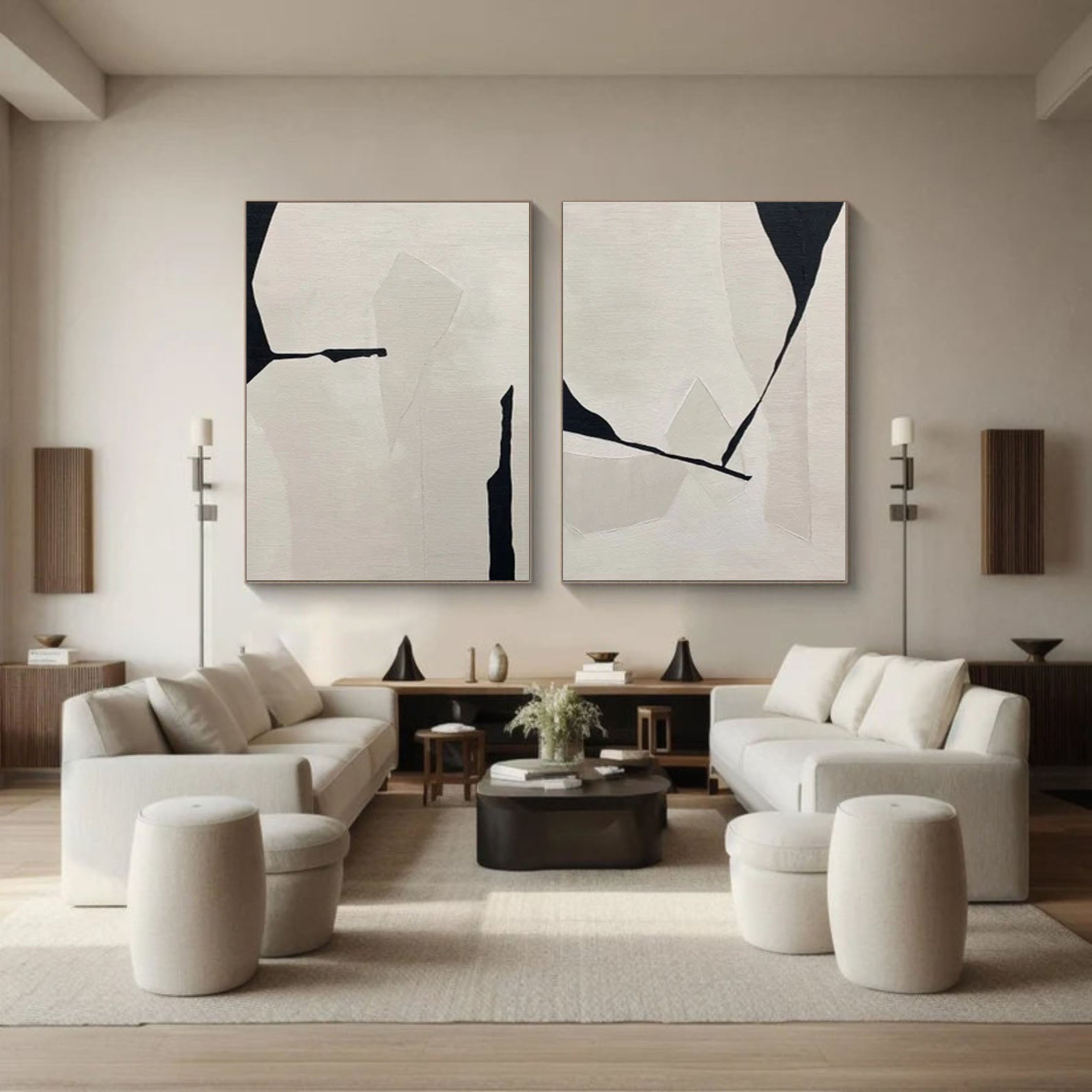 Abstract Geometric Wall Art — Dual Panel Set