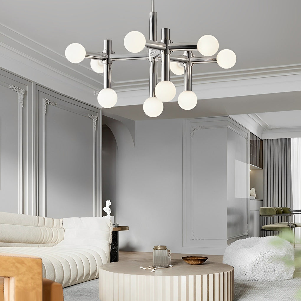 Sputnik Chandelier Modern 10-Light Chrome Glass Living Room Pendant