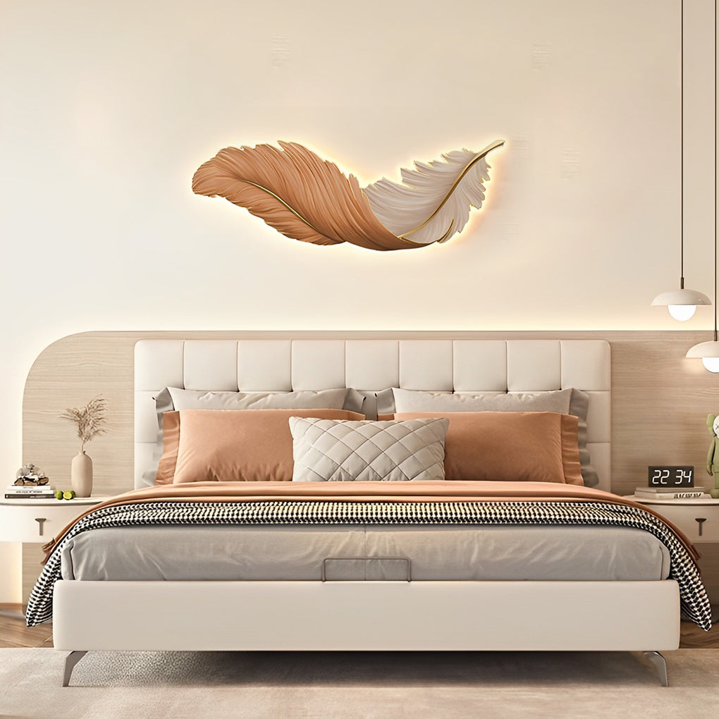 Wall Lamp Luxury Feather LED Art Deco Bedroom Living Room Sconce