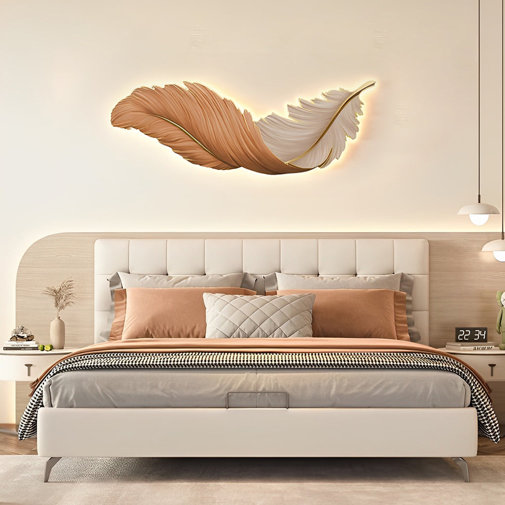 Wall Lamp Luxury Feather LED Art Deco Bedroom Living Room Sconce