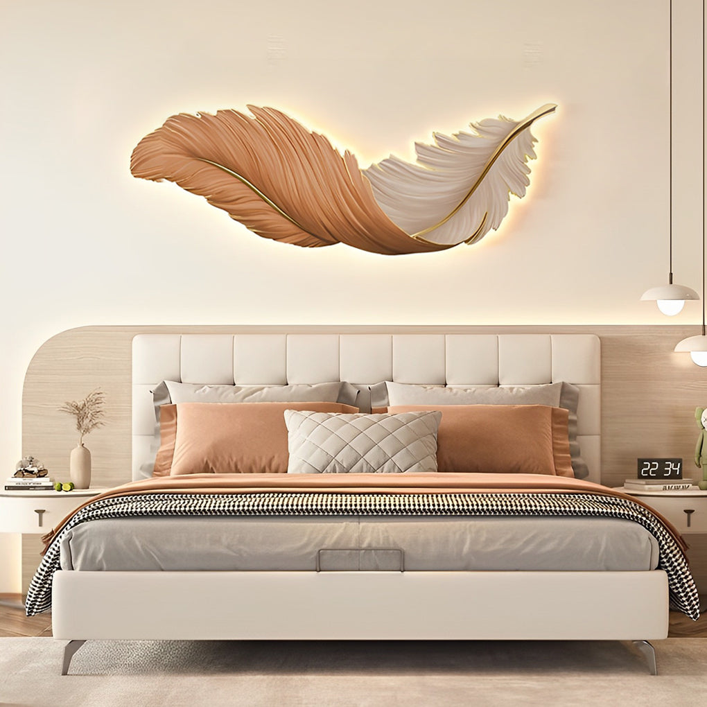 Wall Lamp Luxury Feather LED Art Deco Bedroom Living Room Sconce