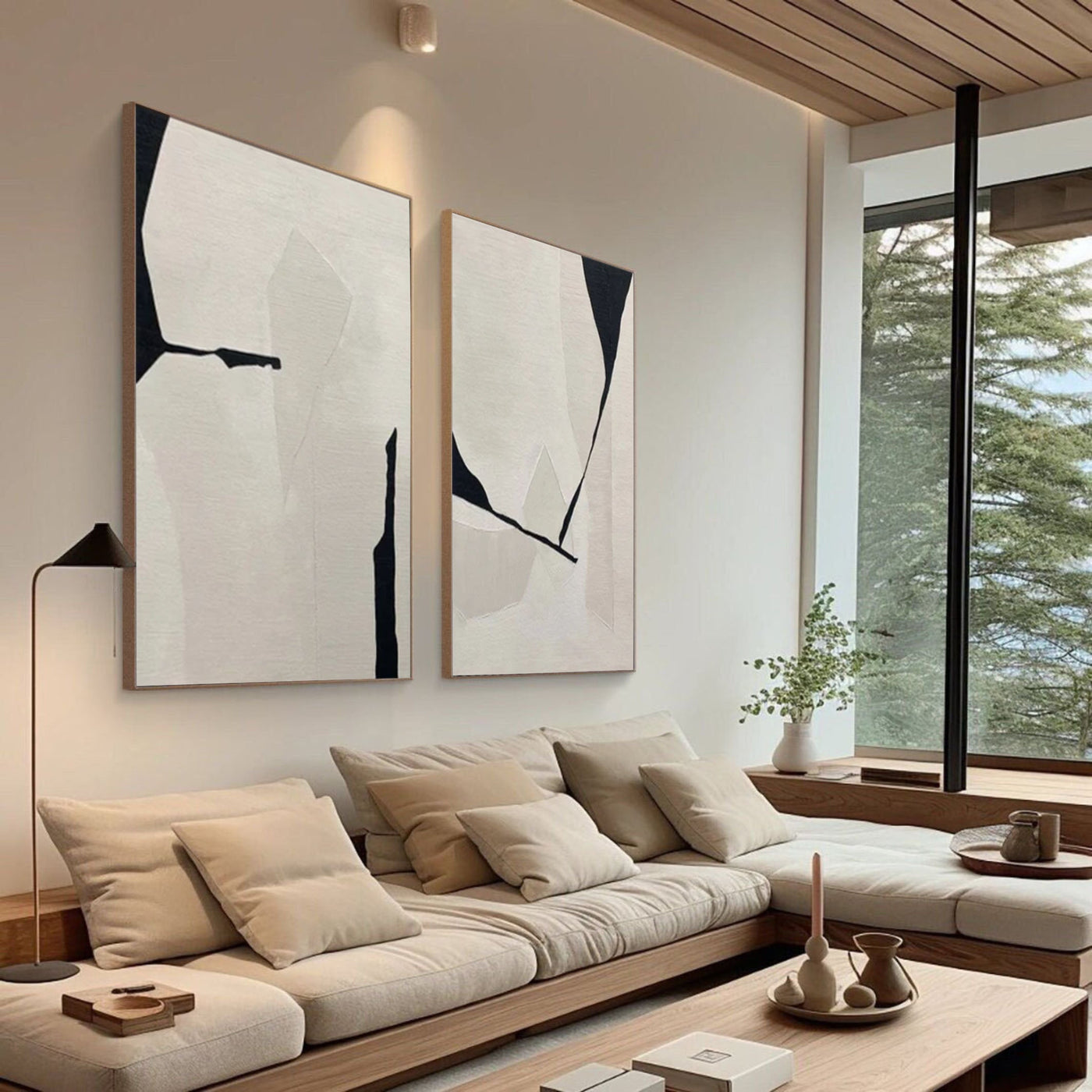 Abstract Geometric Wall Art — Dual Panel Set