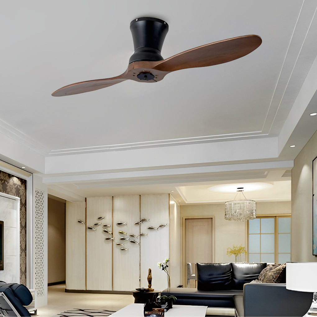2-Blade Wood Ceiling Fan with Dimmable LED Light and Remote