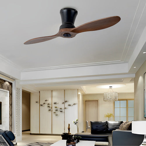 2-Blade Wood Ceiling Fan with Dimmable LED Light and Remote