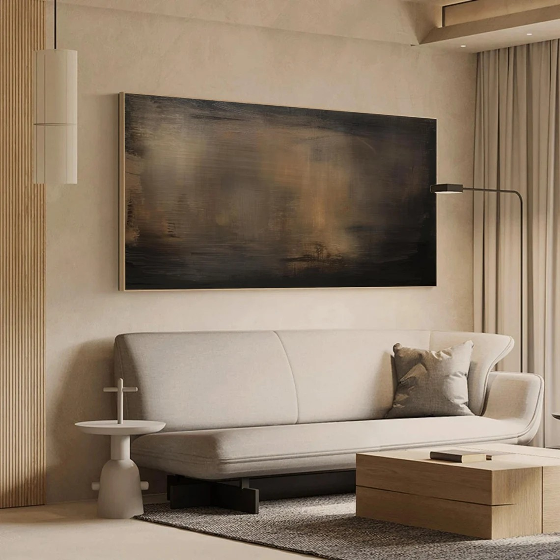 Dark Abstract Canvas — Moody Minimalist Wall Art