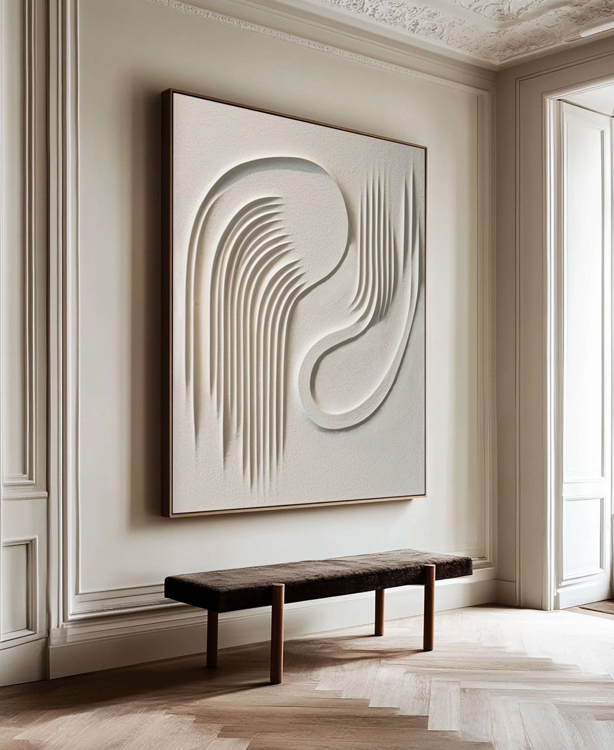 3D Textured Abstract Canvas — Flowing Lines Wall Art