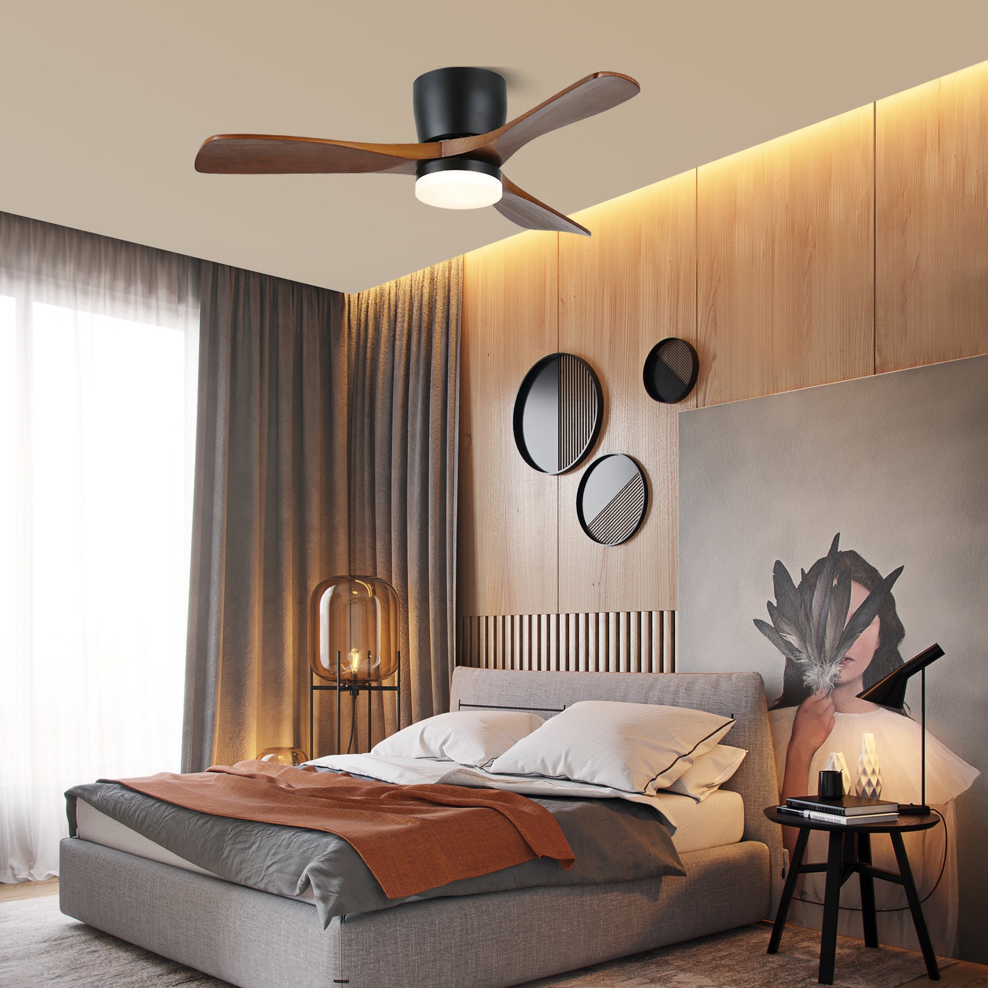 Aerodynamics Ceiling Fan with Light