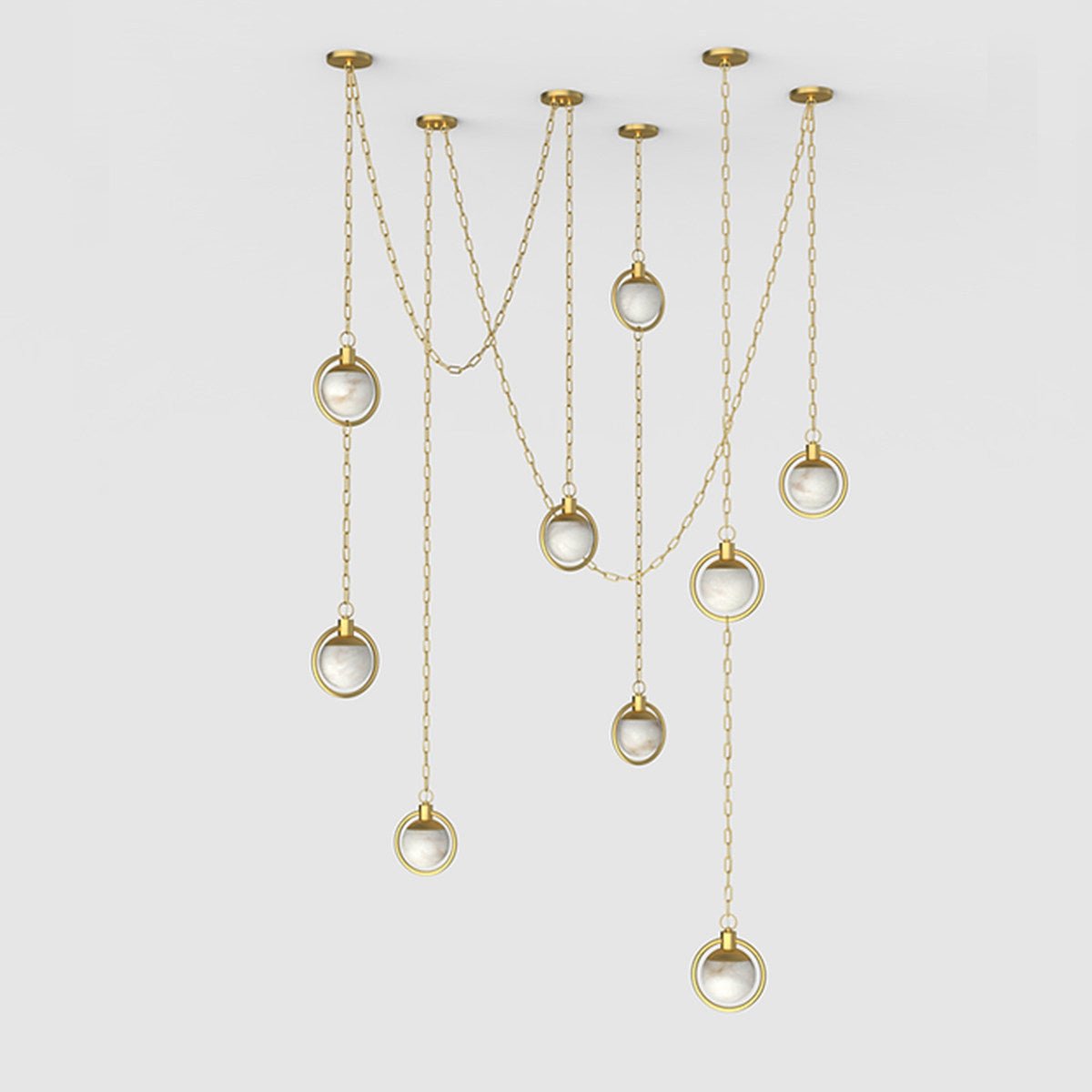 Alabaster Orb Swag Chain Pendant Lamp