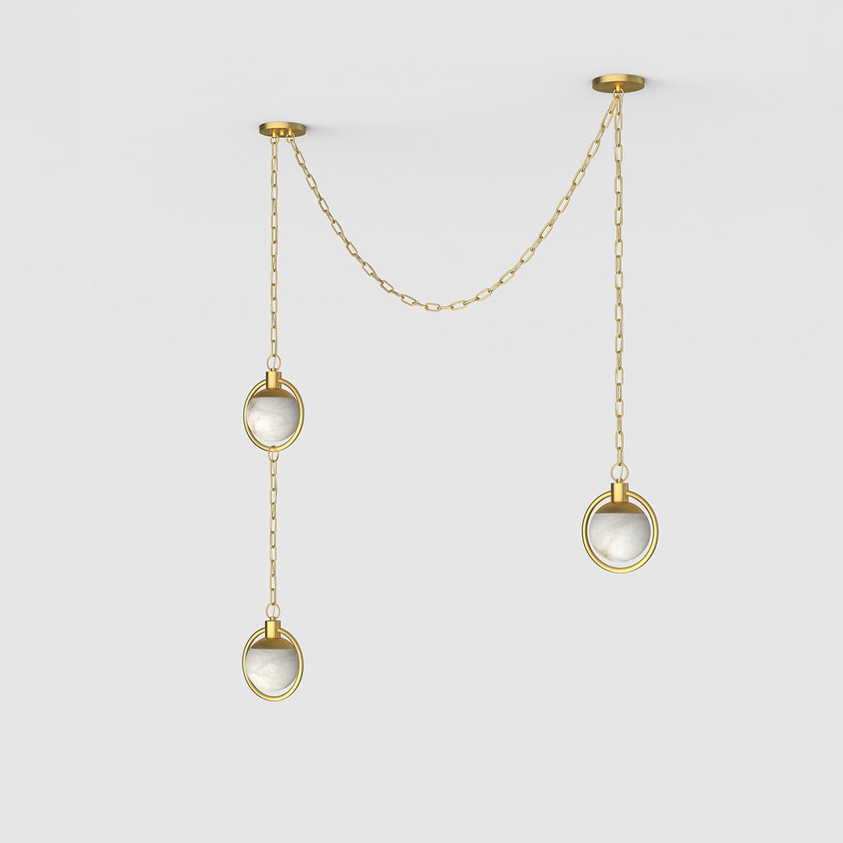 Alabaster Orb Swag Chain Pendant Lamp