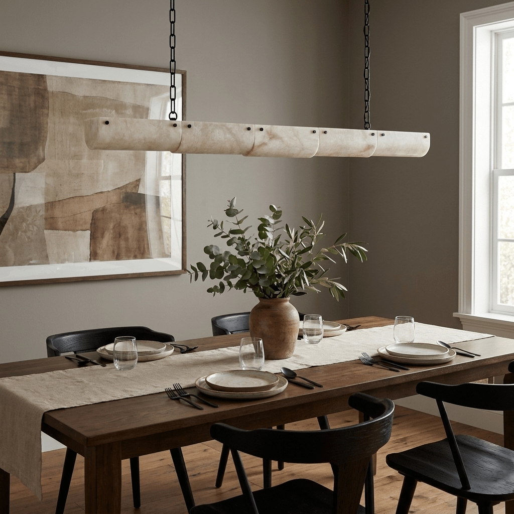 Alabaster Linear Chain Pendant Lamp