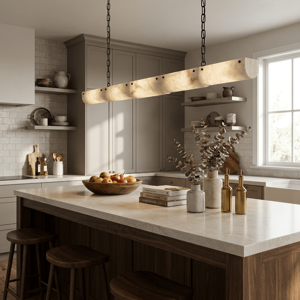 Alabaster Linear Chain Pendant Lamp