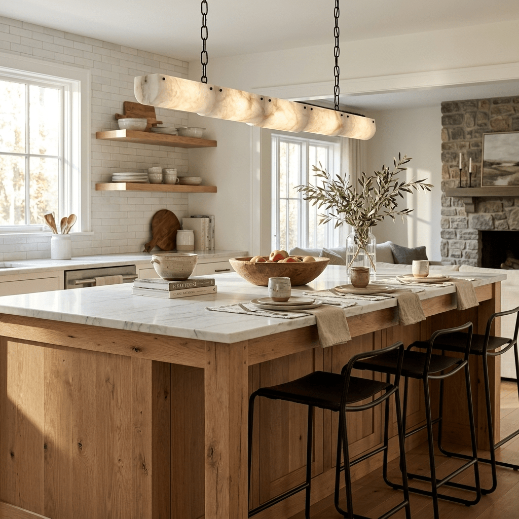 Alabaster Linear Chain Pendant Lamp