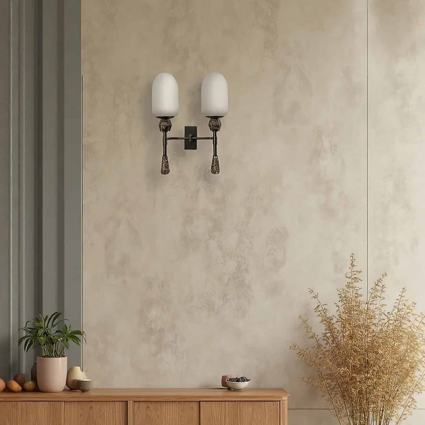 Alabaster Obelisk Double Wall Sconce
