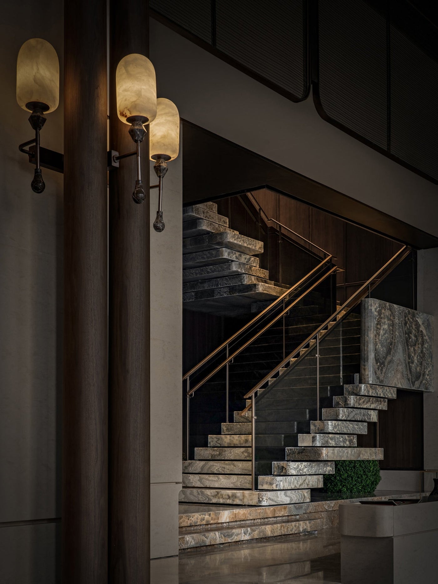 Alabaster Obelisk Double Wall Sconce