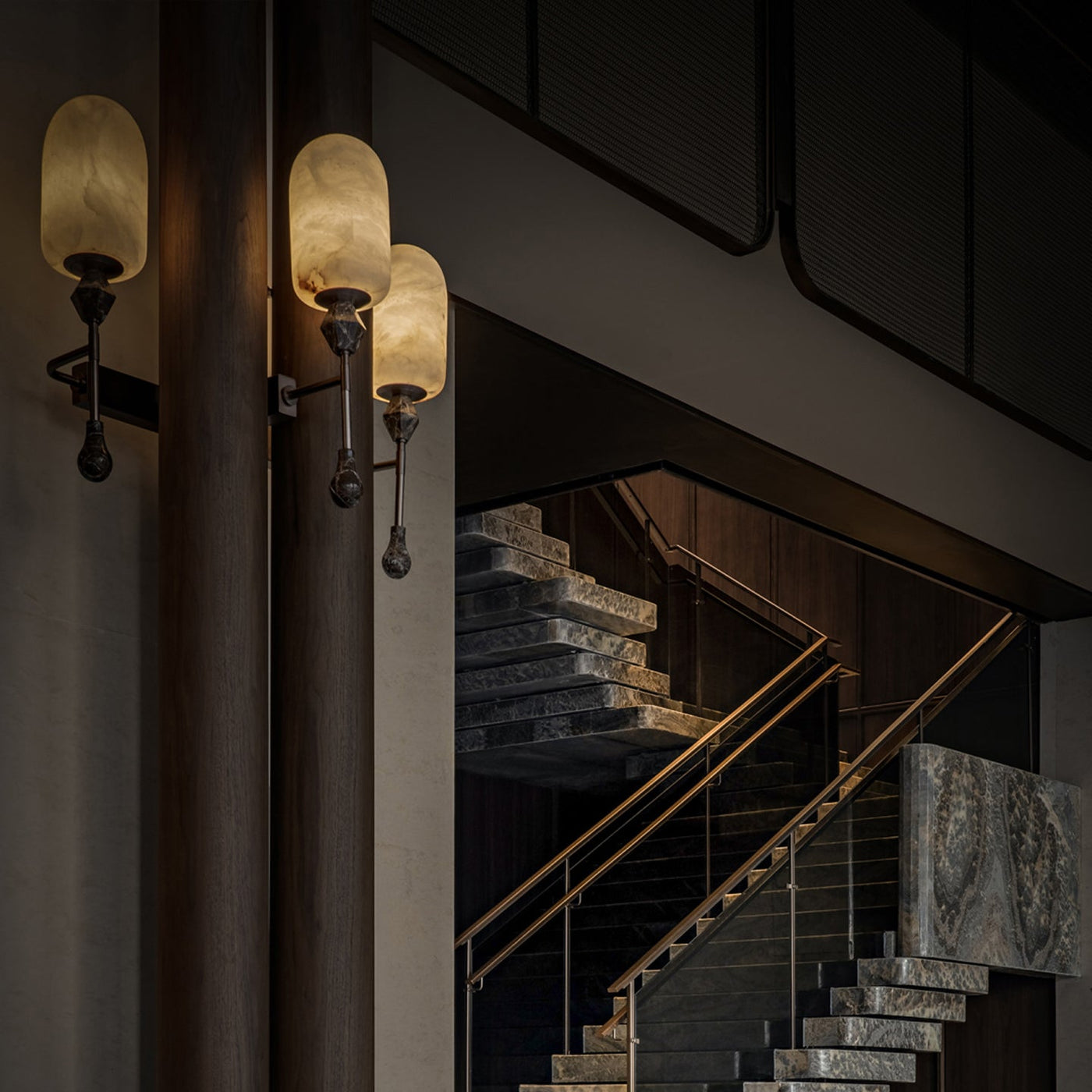 Alabaster Obelisk Double Wall Sconce