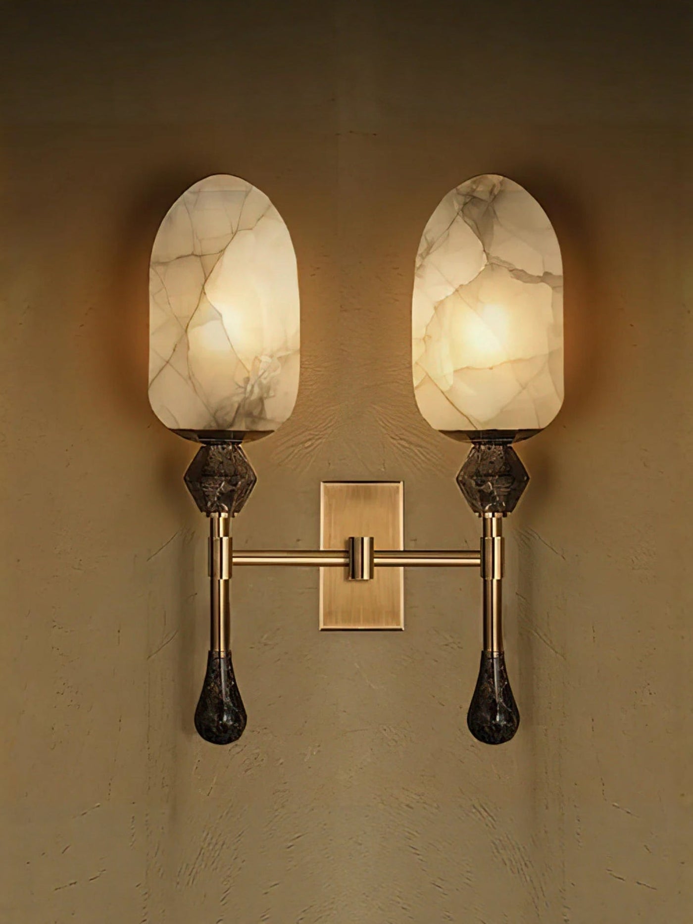 Alabaster Obelisk Double Wall Sconce
