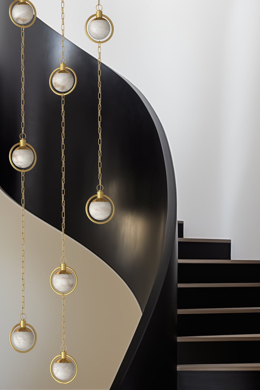 Alabaster Orb Chain Pendant Lamp