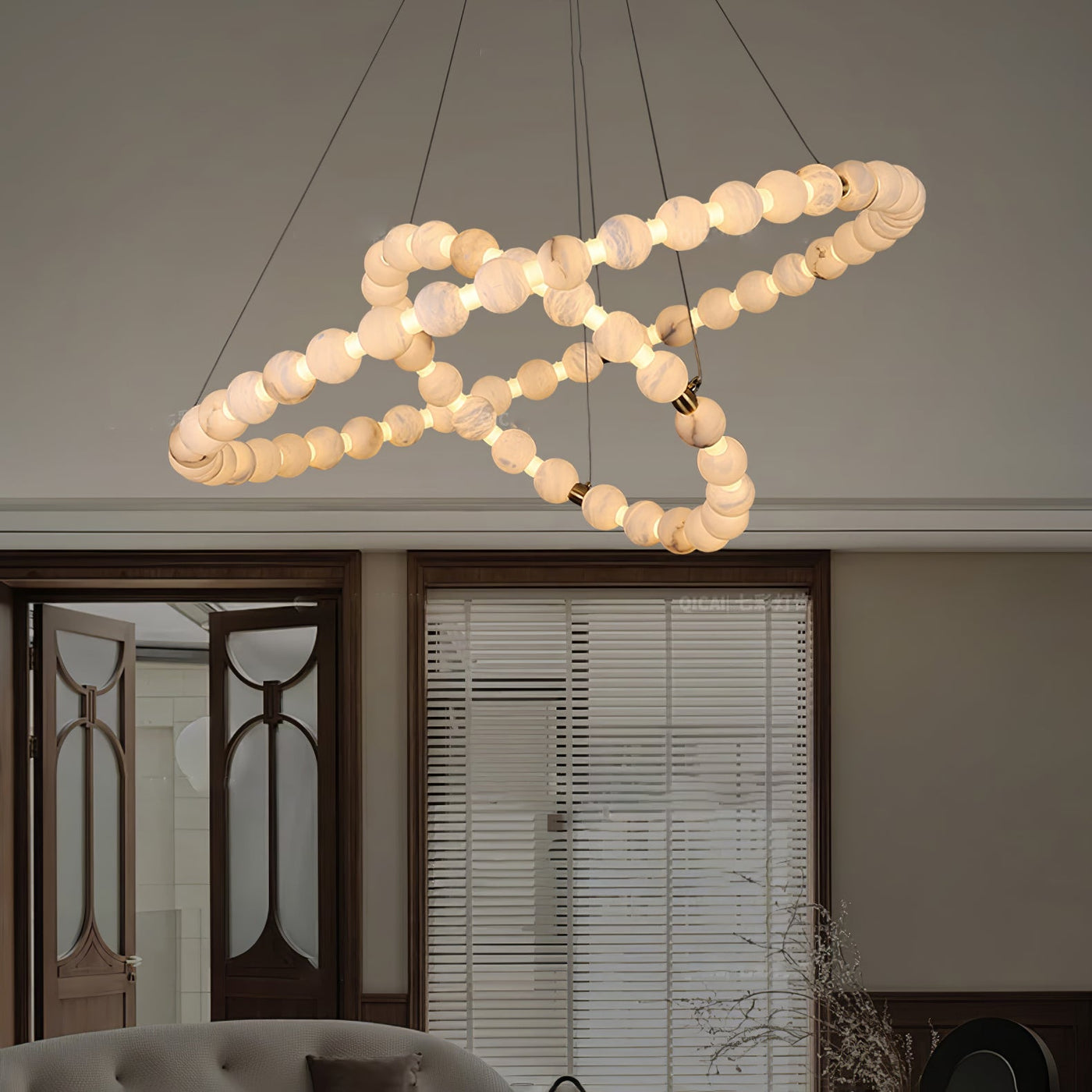 Alabaster Orb Ring Chandelier
