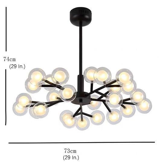 Sputnik Chandelier Modern 25-Light Glass Bubble Gold Black Pendant