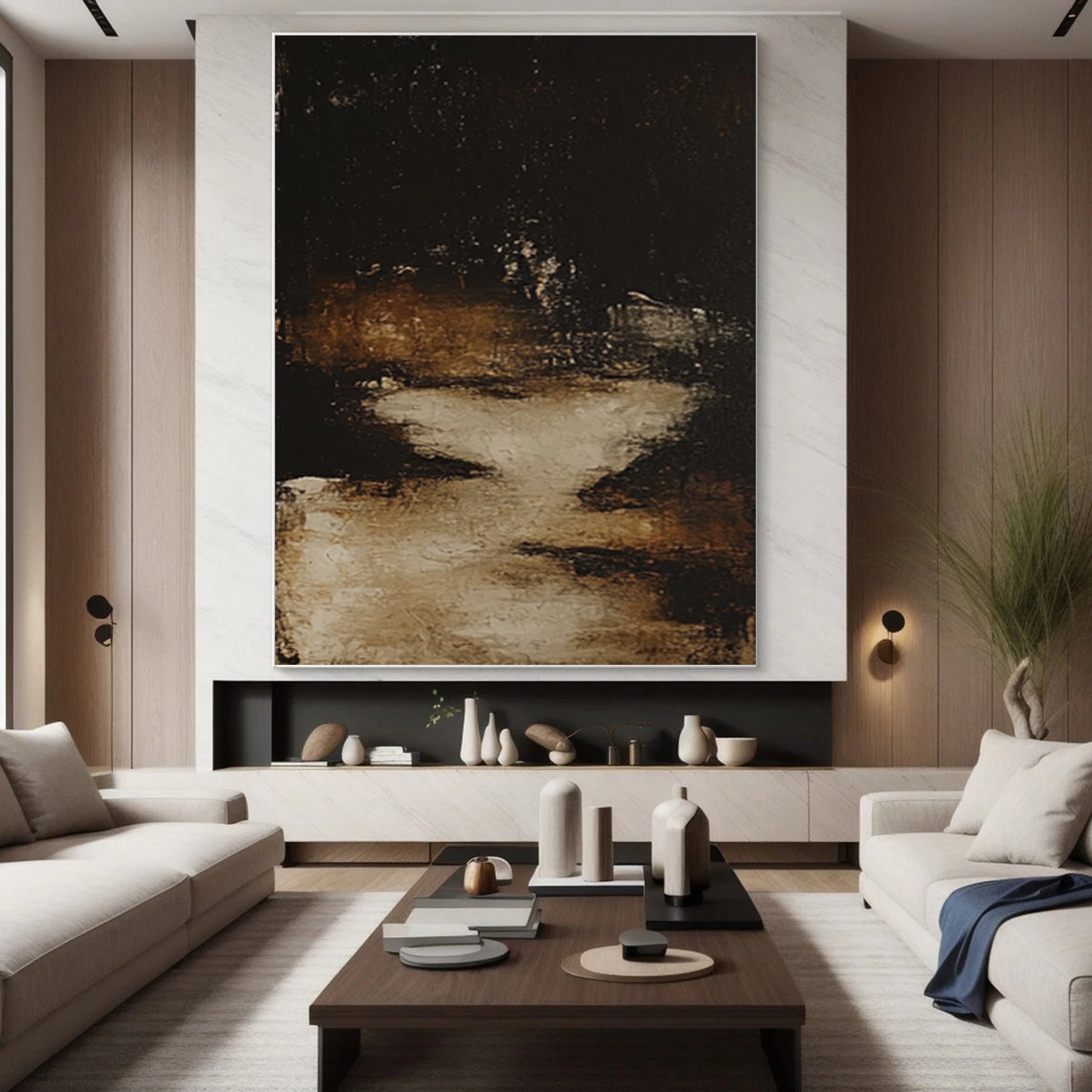Golden Depths II Black and Gold Abstract Canvas Art