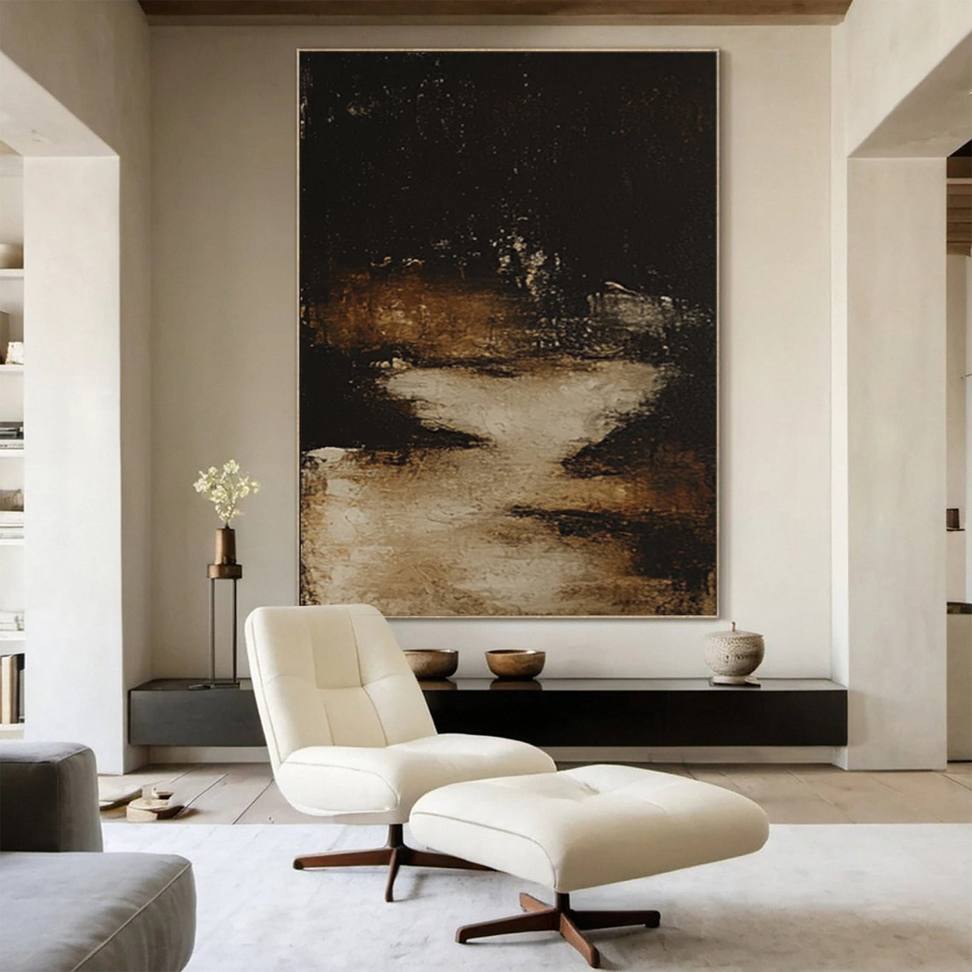 Golden Depths II — Black & Gold Abstract Canvas Art