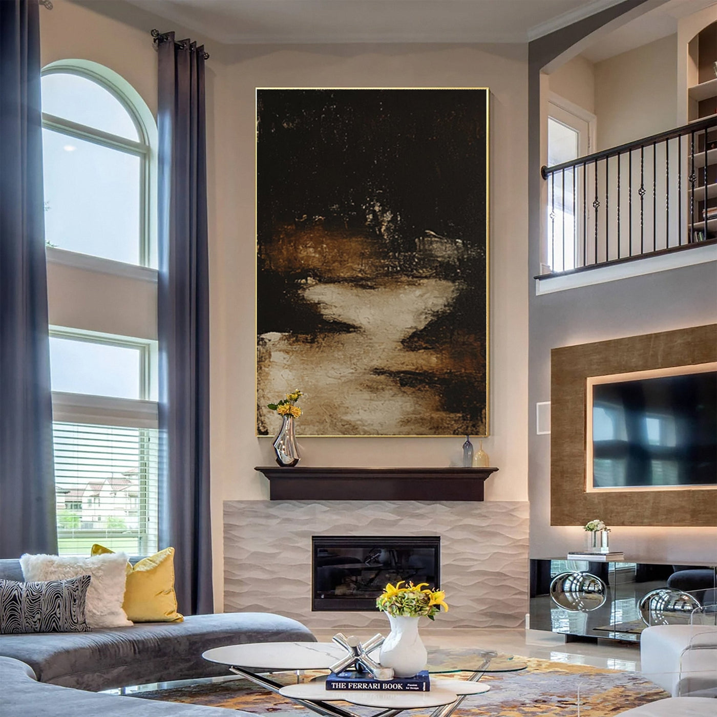 Golden Depths II — Black & Gold Abstract Canvas Art