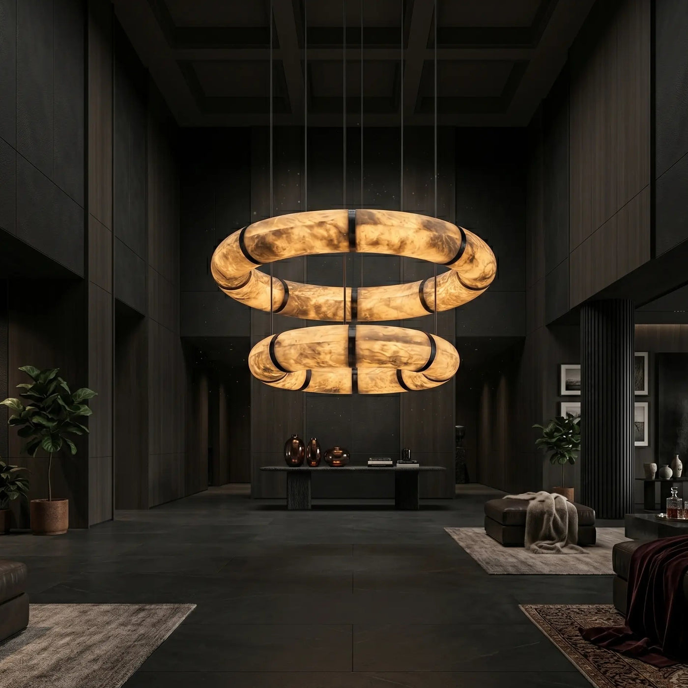 Alabaster Torus Ring Chandelier