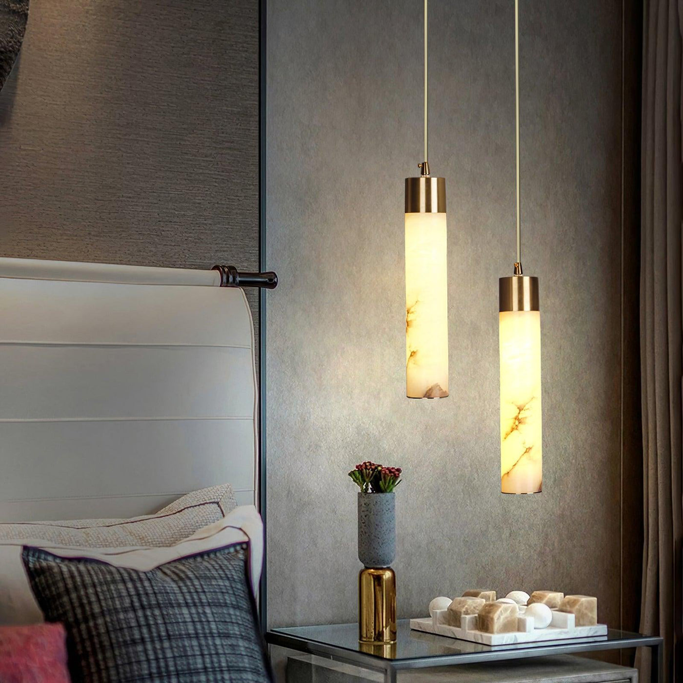 Alabaster Tala Brass Pendant Lamp