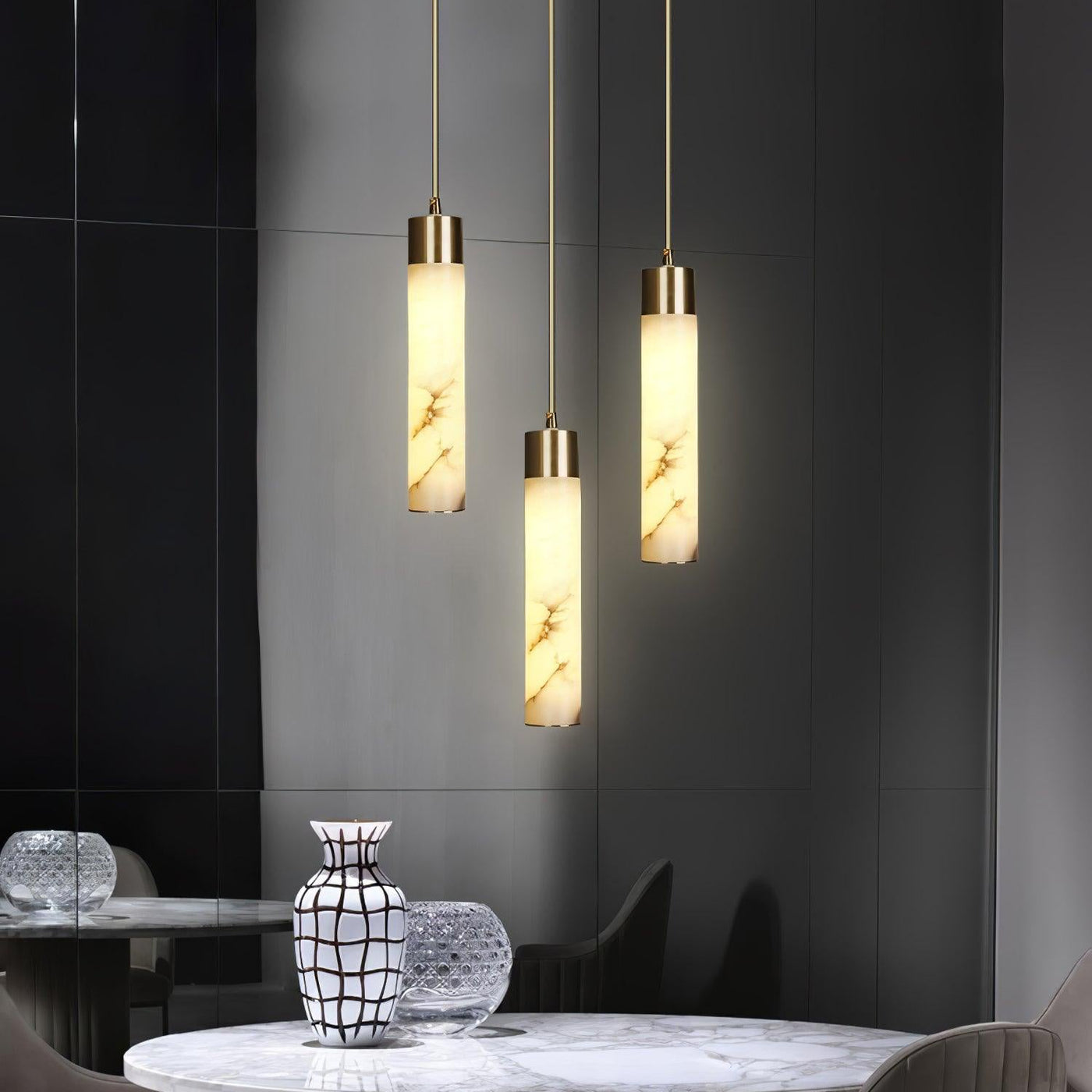 Alabaster Tala Brass Pendant Lamp