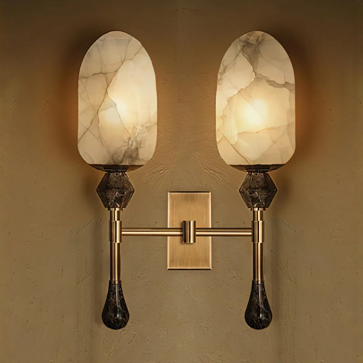 Alabaster Obelisk Double Wall Sconce