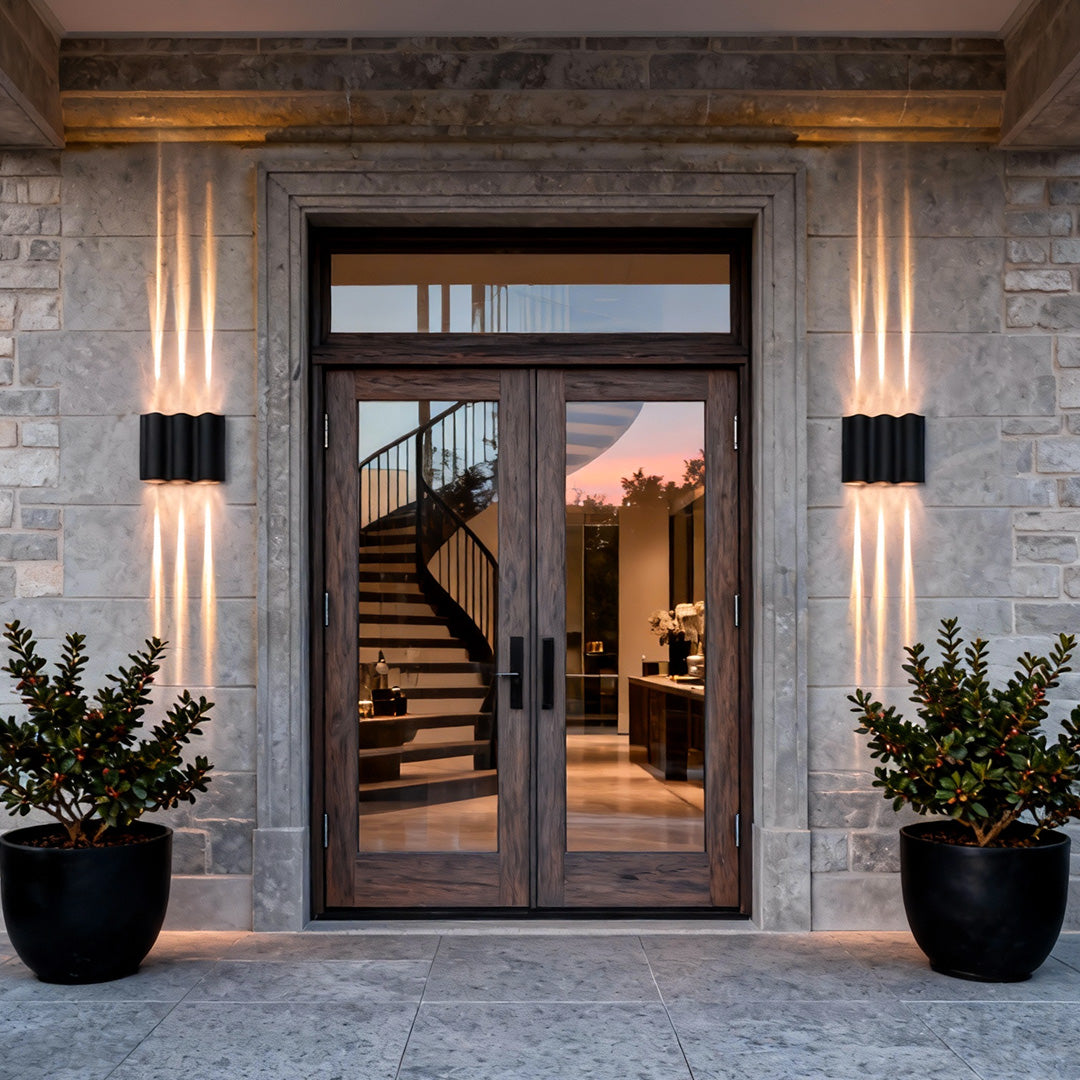 Outdoor Wall Sconce Modern LED Up Down Light Wavy Aluminum Patio